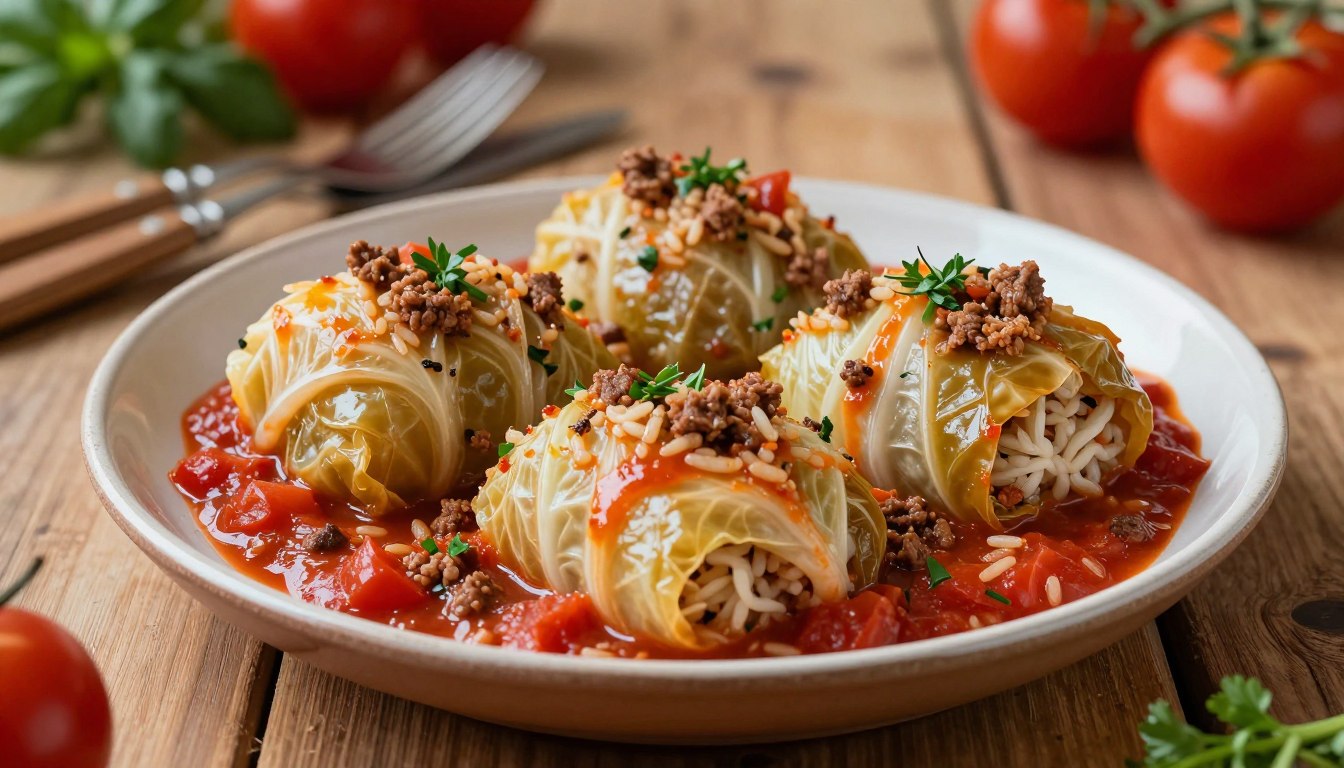 Gołąbki zapiekane w piekarniku z sosem pomidorowym